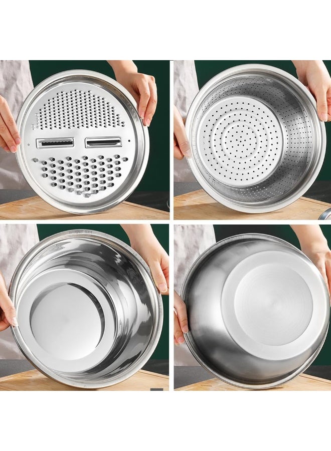 كيتشينو حوض مبشرة ستانلس ستيل متعدد الوظائف 3 في 1، مصفاة ومصفاة وسلة تصريف ووعاء لصنع السلطة... 1 - Image 4